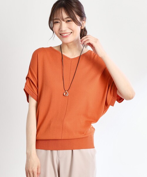 Reflect(リフレクト)の「【選べる7色◎/手洗い可/二の腕カバー】半袖ニット(ニット/セーター・レディース・ブルーグリーン/ブラウン系その他/ピンク系その他/ブラック/オレンジ/ダークグレー/ブルー系その他/ピンク系/ライトグレー・09/11)」の9枚目の写真