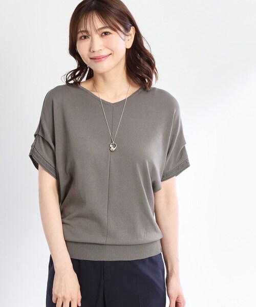 Reflect(リフレクト)の「【選べる7色◎/手洗い可/二の腕カバー】半袖ニット(ニット/セーター・レディース・ブルーグリーン/ブラウン系その他/ピンク系その他/ブラック/オレンジ/ダークグレー/ブルー系その他/ピンク系/ライトグレー・09/11)」の3枚目の写真