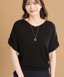 【選べる7色◎／手洗い可／二の腕カバー】半袖ニット