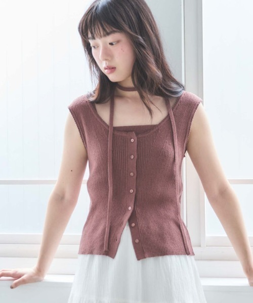 archives(アルシーヴ)の「スカラップニットタンクアンサンブル(アンサンブル・レディース・ブラウン/イエロー/ネイビー/アイボリー・MEDIUM)」の6枚目の写真
