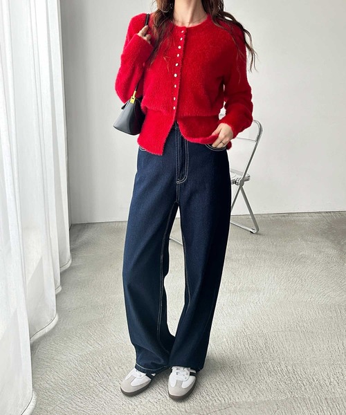 GeeRA(ジーラ)の「ゴールドボタン裾スリットシャギーニットカーディガン(カーディガン/ボレロ・レディース・レッド/グレー/アイボリー・MEDIUM/LARGE)」の18枚目の写真