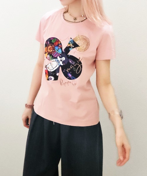 CRYSTAL BALL(クリスタルボール)の「TOYBOX HIPPIE&Lapan T-shirt(Tシャツ/カットソー・レディース・ピンク/ホワイト/ブラック・FREE)」の1枚目の写真
