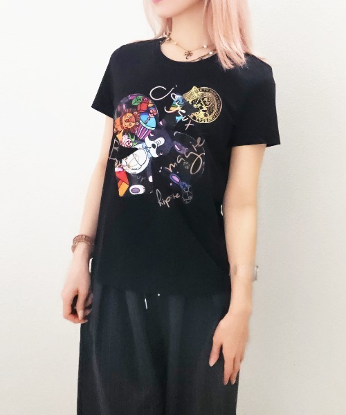 CRYSTAL BALL(クリスタルボール)の「TOYBOX HIPPIE&Lapan T-shirt(Tシャツ/カットソー・レディース・ピンク/ホワイト/ブラック・FREE)」の3枚目の写真