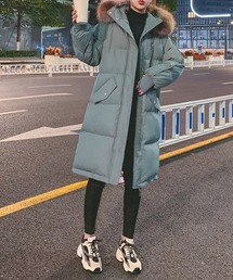 もっちり 中綿 ロング丈 ボリューム ロングエコダウンコート culw861