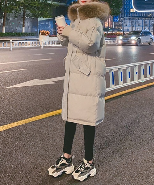 もっちり 中綿 ロング丈 ボリューム ロングエコダウンコート culw861