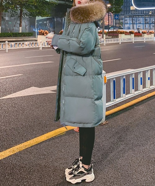 もっちり 中綿 ロング丈 ボリューム ロングエコダウンコート culw861