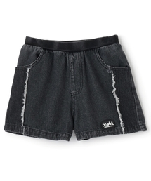 X-girl Stages | 【TBSドラマ フェイクマミー 着用アイテム】サイドラインバックロゴデニムショートパンツ(デニムパンツ)