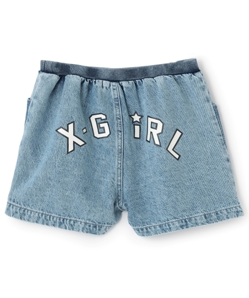 X-girl Stages（エックスガールステージス）の「【TBSドラマ フェイクマミー 着用アイテム】サイドラインバックロゴデニムショートパンツ（デニムパンツ・キッズ・ブラック/ブルー・140cm/130cm/120cm/110cm）」の11枚目の写真