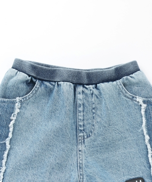 X-girl Stages（エックスガールステージス）の「【TBSドラマ フェイクマミー 着用アイテム】サイドラインバックロゴデニムショートパンツ（デニムパンツ・キッズ・ブラック/ブルー・140cm/130cm/120cm/110cm）」の12枚目の写真