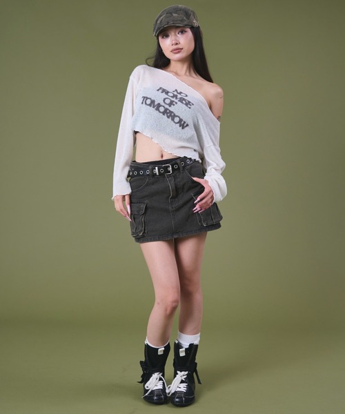 dispark（ディスパーク）の「DISPARK/ハトメベルトカーゴデニムスカパン（デニムスカート・レディース・ブルー系1/ブラック・SMALL/MEDIUM）」の7枚目の写真