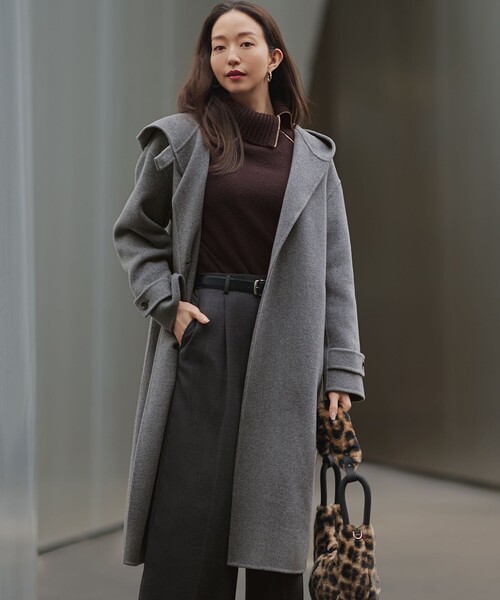 23区（ニジュウサンク）の「MANTECOPureリバー フード ロングコート（その他アウター・レディース・ブラック系/グレー系/ブラウン系/ベージュ系・38）」の2枚目の写真