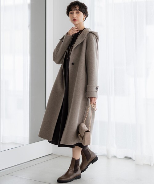 23区（ニジュウサンク）の「MANTECOPureリバー フード ロングコート（その他アウター・レディース・ブラック系/グレー系/ブラウン系/ベージュ系・38）」の14枚目の写真