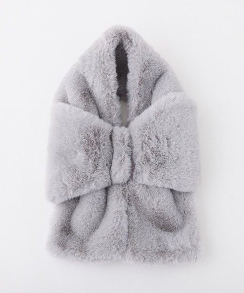 one after another NICE CLAUP(ワンアフターアナザーナイスクラップ)の「リボンティペット(マフラー・レディース・グレー/オフホワイト/ブラック・FREE)」の3枚目の写真