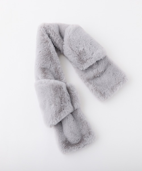 one after another NICE CLAUP(ワンアフターアナザーナイスクラップ)の「リボンティペット(マフラー・レディース・グレー/オフホワイト/ブラック・FREE)」の5枚目の写真