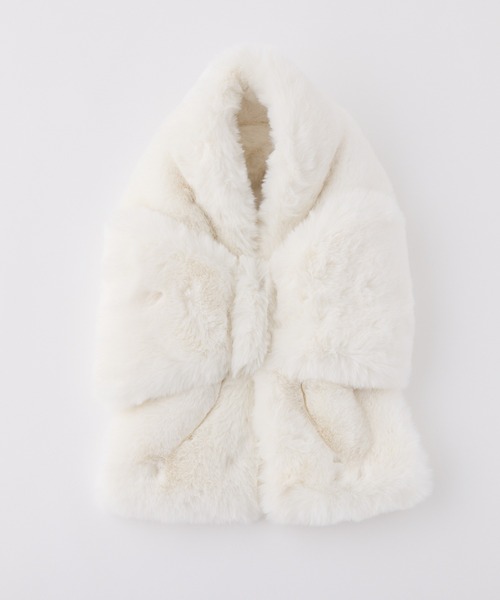 one after another NICE CLAUP(ワンアフターアナザーナイスクラップ)の「リボンティペット(マフラー・レディース・グレー/オフホワイト/ブラック・FREE)」の10枚目の写真