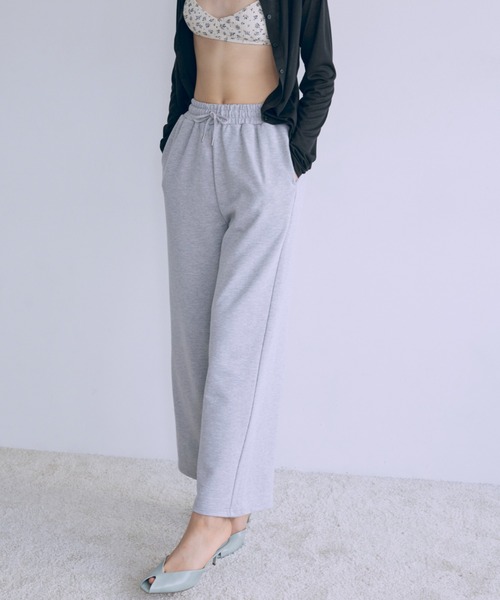 EN NEUME(エンノイム)の「Sweat Wide-Leg Pants(スウェットパンツ・レディース・杢グレー/ブラウン/オートミール・FREE)」の2枚目の写真