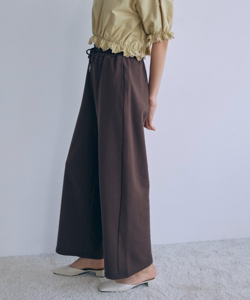 EN NEUME(エンノイム)の「Sweat Wide-Leg Pants(スウェットパンツ・レディース・杢グレー/ブラウン/オートミール・FREE)」の3枚目の写真