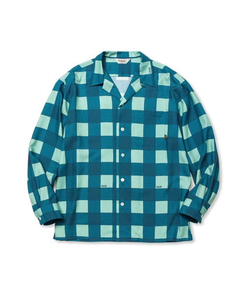 CALEE(キャリー)の「RAYON CHECK OPEN COLLAR L/S SH(シャツ/ブラウス・メンズ・ターコイズブルー/ブラック・X-LARGE/LARGE)」の2枚目の写真
