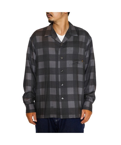 RAYON CHECK открытый воротник длинный рукав рубашка