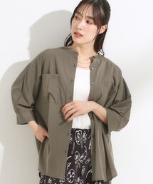 【S-LL/洗濯後しわになりにくい】コットン風 前あきドルマンブラウス