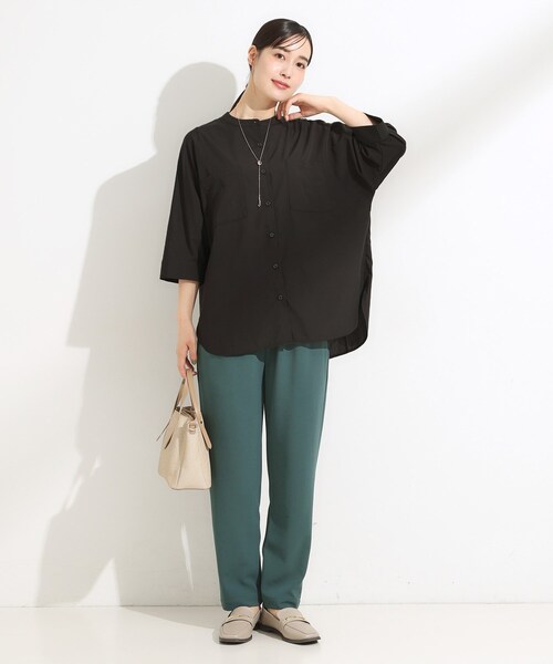 SHOO・LA・RUE(シューラルー)の「【S-LL/洗濯後しわになりにくい】コットン風 前あきドルマンブラウス(シャツ/ブラウス・レディース・ブラック/カーキ/ナチュラル/オレンジ・01/02/03/04)」の17枚目の写真