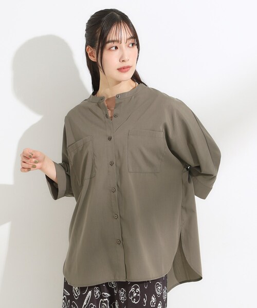 SHOO・LA・RUE(シューラルー)の「【S-LL/洗濯後しわになりにくい】コットン風 前あきドルマンブラウス(シャツ/ブラウス・レディース・ブラック/カーキ/ナチュラル/オレンジ・01/02/03/04)」の19枚目の写真