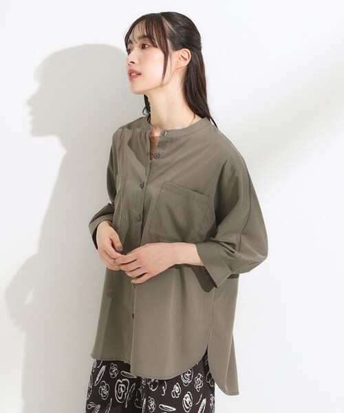 SHOO・LA・RUE(シューラルー)の「【S-LL/洗濯後しわになりにくい】コットン風 前あきドルマンブラウス(シャツ/ブラウス・レディース・ブラック/カーキ/ナチュラル/オレンジ・01/02/03/04)」の20枚目の写真