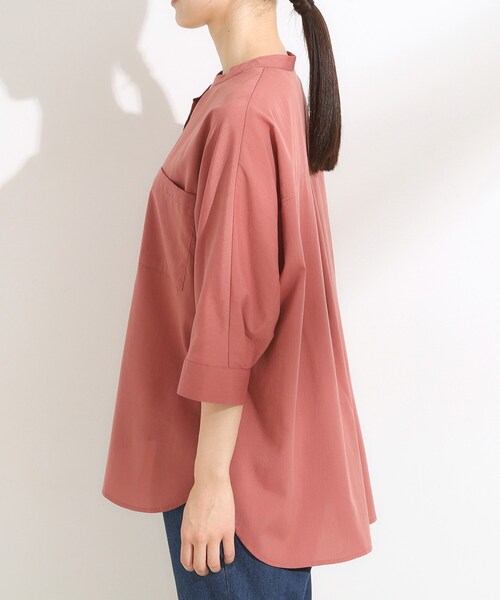 SHOO・LA・RUE(シューラルー)の「【S-LL/洗濯後しわになりにくい】コットン風 前あきドルマンブラウス(シャツ/ブラウス・レディース・ブラック/カーキ/ナチュラル/オレンジ・01/02/03/04)」の10枚目の写真