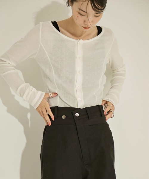 STUDIOUS（ステュディオス）の「【STUDIOUS/ステュディオス】Hyper Stretch Straight Jeans/ハイパーストレッチストレートジーンズ/スラックス/ウォッシャブル/くびれ効果/ウエストサイズ調節可能/脚長効果（スラックス・レディース・ブラック/キナリ・1/2）」の19枚目の写真