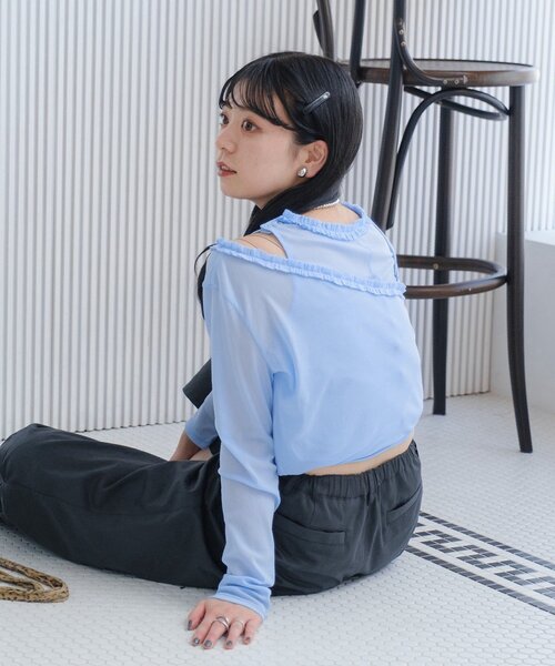 Kastane シアープリントロンTEE 【yamada企画】 ブルー yamada企画/WEB限定】シアープリントロンTEE | Kastane(カスタネ