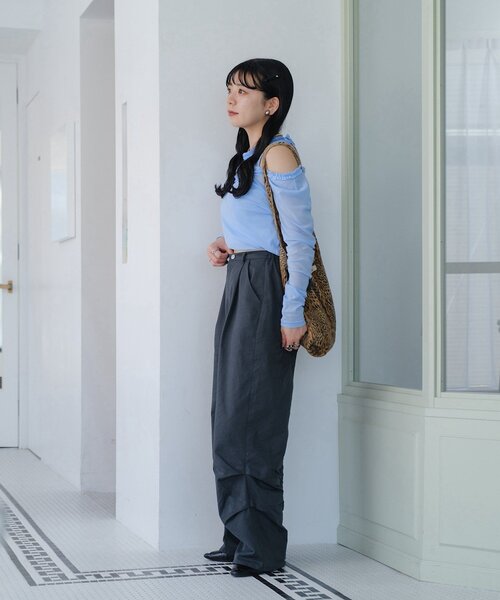 Kastane（カスタネ）の「*【YAMADA企画/WEB限定】アシメレイヤードシアーロンTee（Tシャツ/カットソー・レディース・ブルー/アイボリー・FREE）」の8枚目の写真