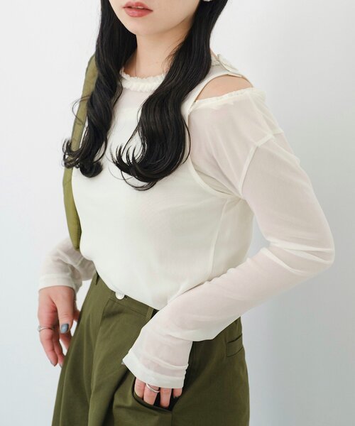 Kastane（カスタネ）の「*【YAMADA企画/WEB限定】アシメレイヤードシアーロンTee（Tシャツ/カットソー・レディース・ブルー/アイボリー・FREE）」の11枚目の写真