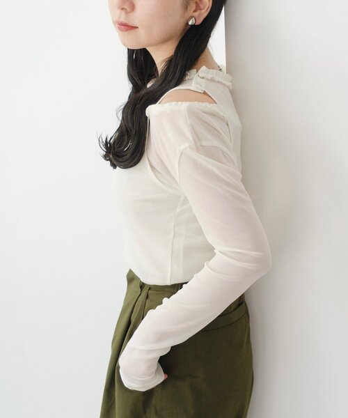 Kastane（カスタネ）の「*【YAMADA企画/WEB限定】アシメレイヤードシアーロンTee（Tシャツ/カットソー・レディース・ブルー/アイボリー・FREE）」の12枚目の写真