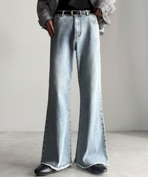 Classical Origin(�N���V�J���I���W��)�̃u���X�g�����t�����W���H�X�g���b�`�f�ރX�����t���A�f�j���p���c�^Blasted & Fringed Stretch Slim Flare Denim Pants(�f�j���p���c)