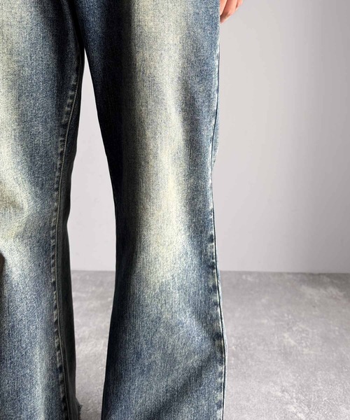 Classical Origin（クラシカルオリジン）の「ブラスト＆裾フリンジ加工ストレッチ素材スリムフレアデニムパンツ／Blasted & Fringed Stretch Slim Flare Denim Pants（デニムパンツ・メンズ・インディゴブルー/ブラック/ブルー・LARGE/MEDIUM/SMALL）」の14枚目の写真