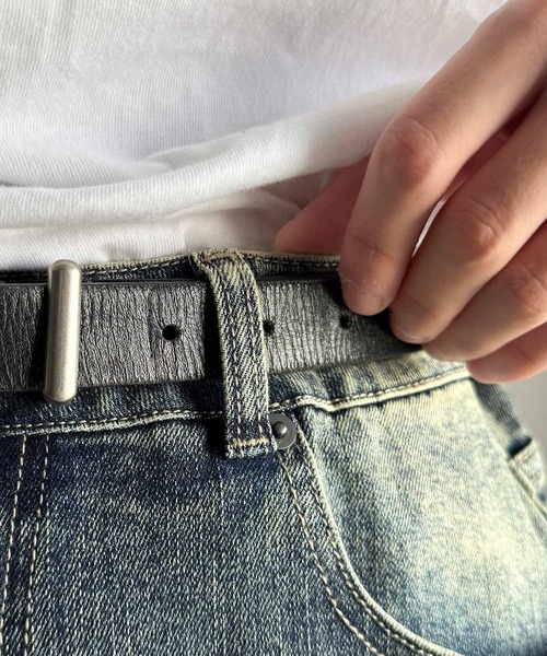 Classical Origin（クラシカルオリジン）の「ブラスト＆裾フリンジ加工ストレッチ素材スリムフレアデニムパンツ／Blasted & Fringed Stretch Slim Flare Denim Pants（デニムパンツ・メンズ・インディゴブルー/ブラック/ブルー・LARGE/MEDIUM/SMALL）」の12枚目の写真