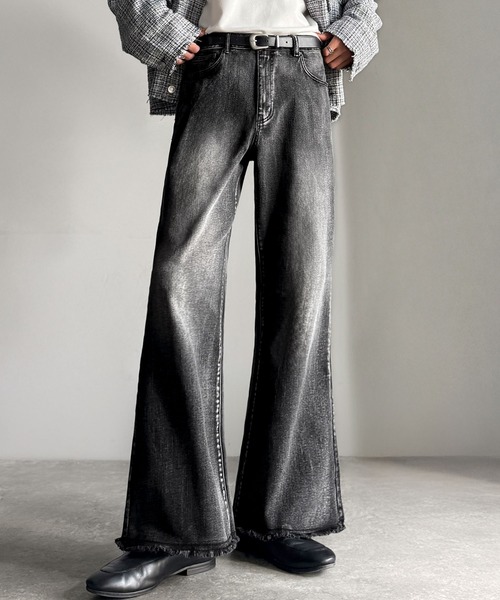 Classical Origin（クラシカルオリジン）の「ブラスト＆裾フリンジ加工ストレッチ素材スリムフレアデニムパンツ／Blasted & Fringed Stretch Slim Flare Denim Pants（デニムパンツ・メンズ・インディゴブルー/ブラック/ブルー・LARGE/MEDIUM/SMALL）」の17枚目の写真