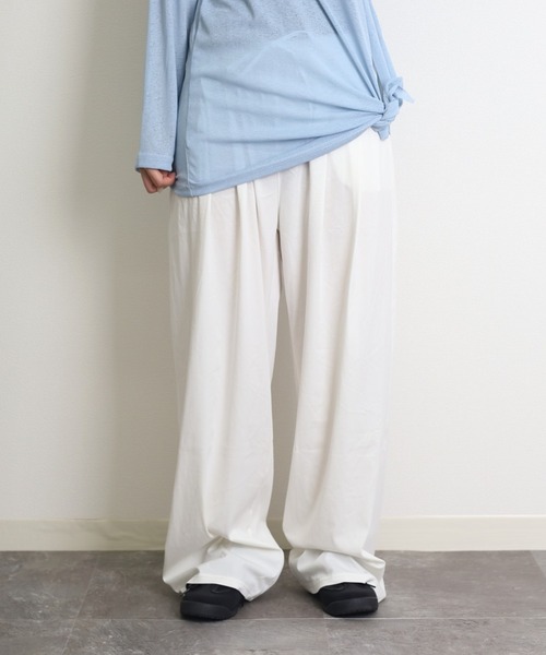 Vini（ヴィニ）の「≪シルクのような肌触り≫ テンセル風デニムライクパンツ（その他パンツ・レディース・ホワイト/グレー/ピンク・FREE）」の7枚目の写真