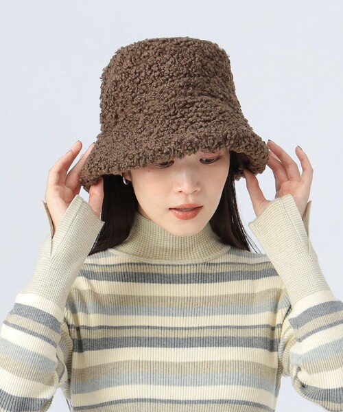 BEAMS HEART（ビームスハート）の「リバーシブル プードル ボア ハット（ハット・レディース・ブラック/ホワイト系その他5/ブラウン・ONE SIZE）」の7枚目の写真