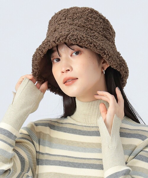 BEAMS HEART（ビームスハート）の「リバーシブル プードル ボア ハット（ハット・レディース・ブラック/ホワイト系その他5/ブラウン・ONE SIZE）」の8枚目の写真