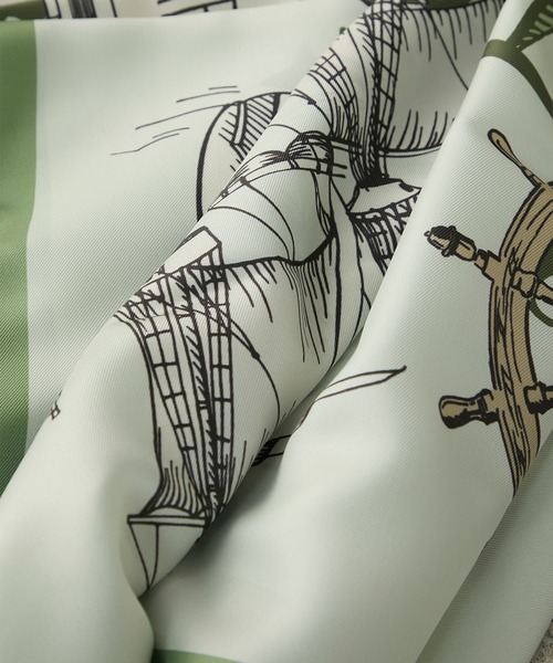 AULENTTI（オウレンティ）の「【forksy.】【AULENTTI SCARF/オウレンティ スカーフ】アソート ヴィンテージライクセイリングシップ 大判マルチスカーフ（バンダナ/スカーフ・レディース・グリーン/ベージュ/ブルー・FREE）」の7枚目の写真