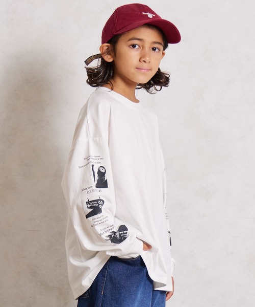 PAIRMANON STREET（ペアマノンストリート）の「【綿100%】袖プリント 長袖 Tシャツ【PAIRMANON STREET】（Tシャツ/カットソー・キッズ・ベージュ/ネイビー/ブラック系その他4/ホワイト/ホワイト系その他/ホワイト系その他3/レッド/ベージュ系その他/イエロー/ミント/ブラック系その他/ブラック系その他3/ブラック/ブラック系その他2・160/100/120/90/110/140/150/130）」の4枚目の写真