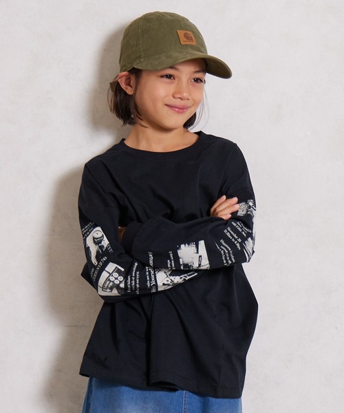 PAIRMANON STREET（ペアマノンストリート）の「【綿100%】袖プリント 長袖 Tシャツ【PAIRMANON STREET】（Tシャツ/カットソー・キッズ・ベージュ/ネイビー/ブラック系その他4/ホワイト/ホワイト系その他/ホワイト系その他3/レッド/ベージュ系その他/イエロー/ミント/ブラック系その他/ブラック系その他3/ブラック/ブラック系その他2・160/100/120/90/110/140/150/130）」の7枚目の写真