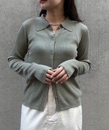 &g'aime | 【&g'aime】シアーラメポロニット　Sheer Lurex Polo Knit(ニット/セーター)