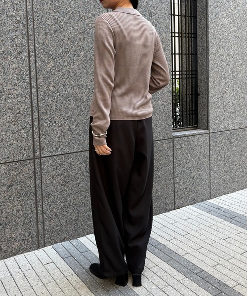 &g'aime(アンジェム)の「【&g'aime】シアーラメポロニット Sheer Lurex Polo Knit(ニット/セーター・レディース・モカ/ブラック/アイボリー/グリーン・FREE)」の15枚目の写真