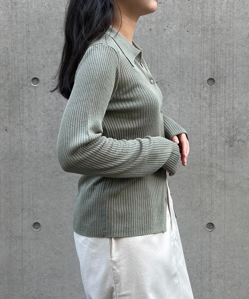 &g'aime(アンジェム)の「【&g'aime】シアーラメポロニット Sheer Lurex Polo Knit(ニット/セーター・レディース・モカ/ブラック/アイボリー/グリーン・FREE)」の19枚目の写真