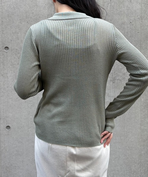 &g'aime(アンジェム)の「【&g'aime】シアーラメポロニット Sheer Lurex Polo Knit(ニット/セーター・レディース・モカ/ブラック/アイボリー/グリーン・FREE)」の22枚目の写真