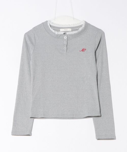 Nia(ニア)の「Nia(ニア)/ヘンリーネック フリル 長袖カットソー(Tシャツ/カットソー・レディース・グレー/ネイビー・SMALL/MEDIUM)」の15枚目の写真