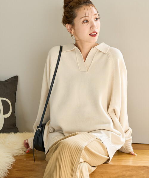 限定展開 ポロ襟 スキッパー ニット プルオーバー（ニット