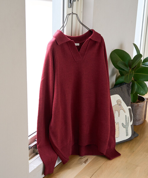 reddish brown スキッパーニット プルオーバー reddish brown スキッパーニット プルオーバー 限定展開 ポロ襟